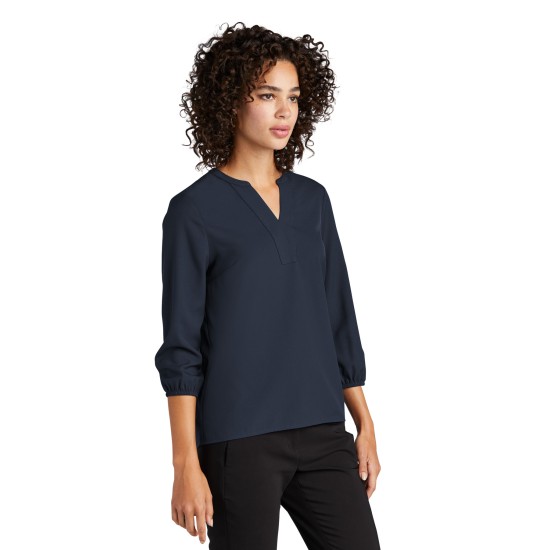 MERCER+METTLE Women's Stretch Crepe 3/4-Sleeve Blouse MM2011