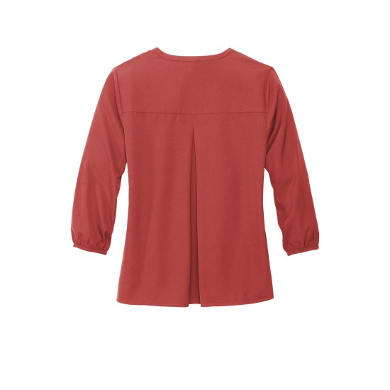 MERCER+METTLE Women's Stretch Crepe 3/4-Sleeve Blouse MM2011