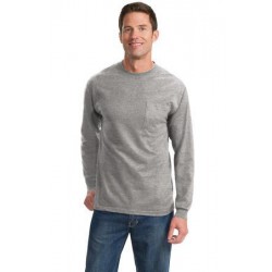 Port & Company® Tall Long Sleeve Essential Pocket Tee. PC61LSPT