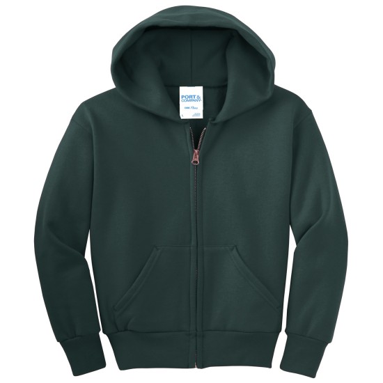 Port & Company® - Youth Core Fleece Full-Zip Hooded Sweatshirt.  PC90YZH