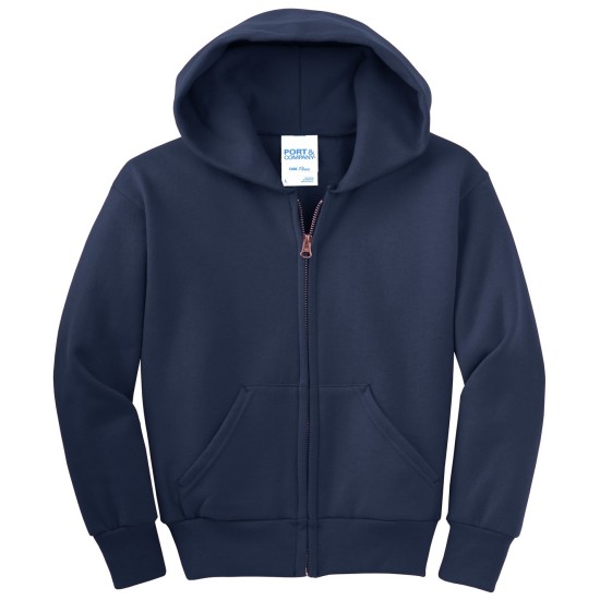 Port & Company® - Youth Core Fleece Full-Zip Hooded Sweatshirt.  PC90YZH