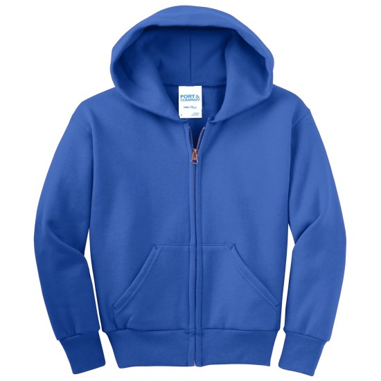 Port & Company® - Youth Core Fleece Full-Zip Hooded Sweatshirt.  PC90YZH