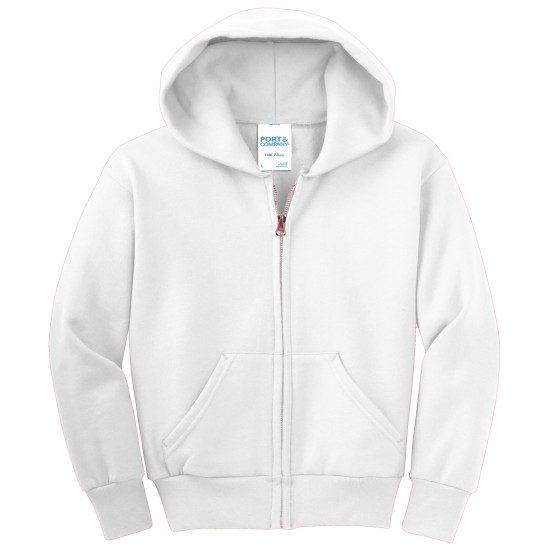 Port & Company® - Youth Core Fleece Full-Zip Hooded Sweatshirt.  PC90YZH