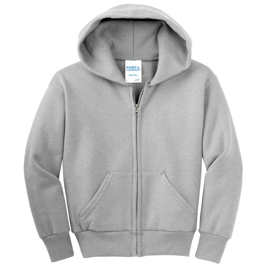 Port & Company® - Youth Core Fleece Full-Zip Hooded Sweatshirt.  PC90YZH