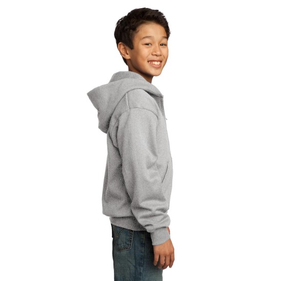 Port & Company® - Youth Core Fleece Full-Zip Hooded Sweatshirt.  PC90YZH