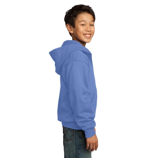 Port & Company® - Youth Core Fleece Full-Zip Hooded Sweatshirt.  PC90YZH