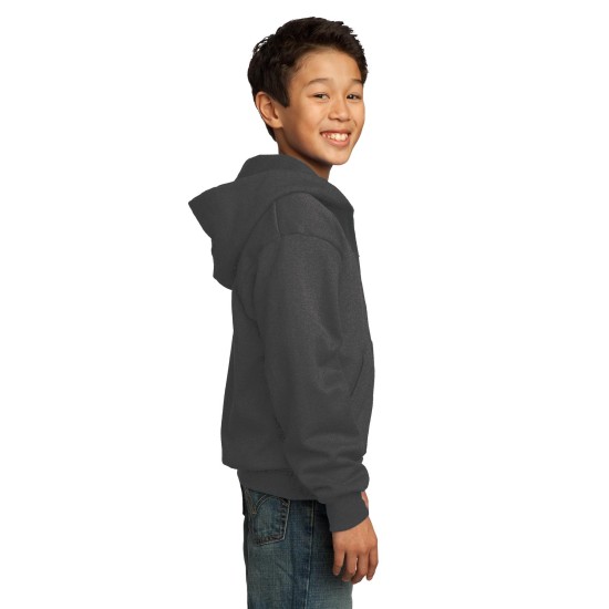 Port & Company® - Youth Core Fleece Full-Zip Hooded Sweatshirt.  PC90YZH