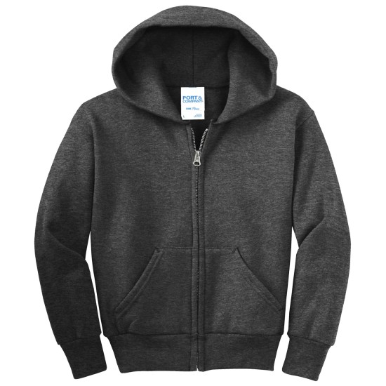 Port & Company® - Youth Core Fleece Full-Zip Hooded Sweatshirt.  PC90YZH