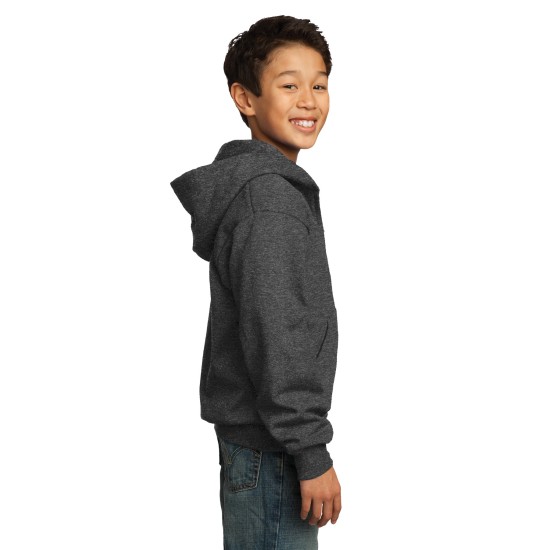 Port & Company® - Youth Core Fleece Full-Zip Hooded Sweatshirt.  PC90YZH