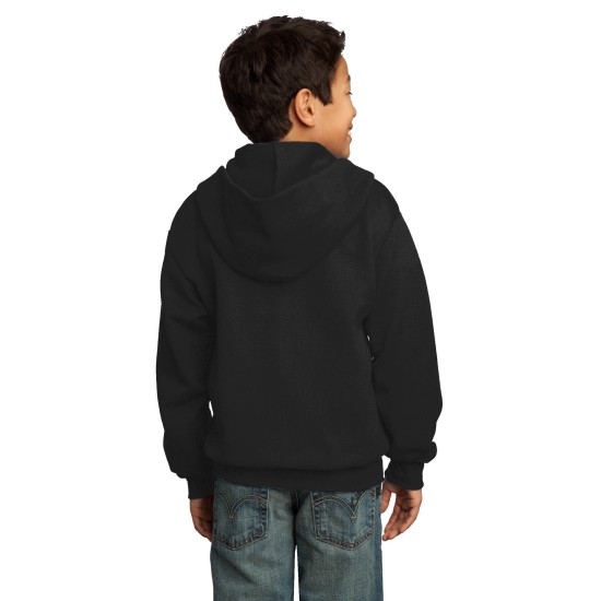 Port & Company® - Youth Core Fleece Full-Zip Hooded Sweatshirt.  PC90YZH