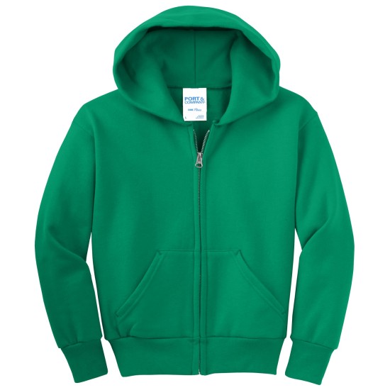 Port & Company® - Youth Core Fleece Full-Zip Hooded Sweatshirt.  PC90YZH