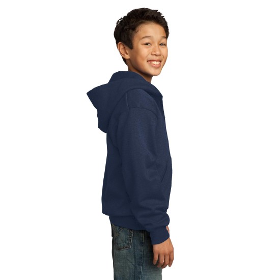 Port & Company® - Youth Core Fleece Full-Zip Hooded Sweatshirt.  PC90YZH