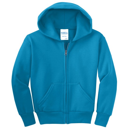 Port & Company® - Youth Core Fleece Full-Zip Hooded Sweatshirt.  PC90YZH