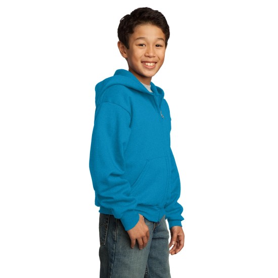 Port & Company® - Youth Core Fleece Full-Zip Hooded Sweatshirt.  PC90YZH