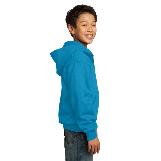 Port & Company® - Youth Core Fleece Full-Zip Hooded Sweatshirt.  PC90YZH