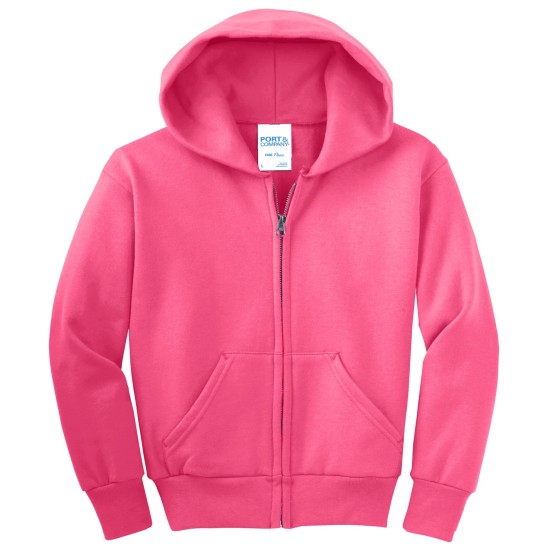 Port & Company® - Youth Core Fleece Full-Zip Hooded Sweatshirt.  PC90YZH