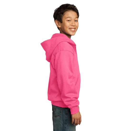 Port & Company® - Youth Core Fleece Full-Zip Hooded Sweatshirt.  PC90YZH