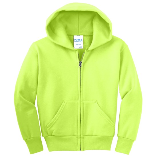 Port & Company® - Youth Core Fleece Full-Zip Hooded Sweatshirt.  PC90YZH