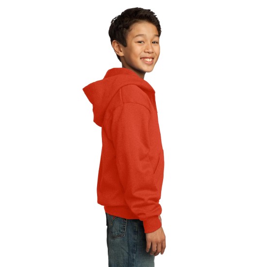 Port & Company® - Youth Core Fleece Full-Zip Hooded Sweatshirt.  PC90YZH