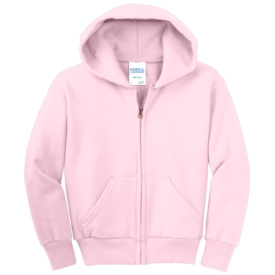 Port & Company® - Youth Core Fleece Full-Zip Hooded Sweatshirt.  PC90YZH