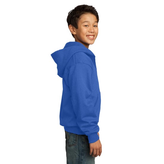 Port & Company® - Youth Core Fleece Full-Zip Hooded Sweatshirt.  PC90YZH