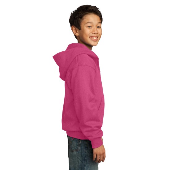 Port & Company® - Youth Core Fleece Full-Zip Hooded Sweatshirt.  PC90YZH