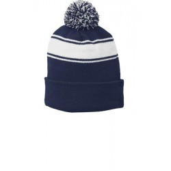 Sport-Tek Stripe Pom Pom Beanie. STC28