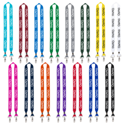 Import Rush 1" Polyester 2-Ended Lanyard with Dual Silver Crimps & Split-Rings