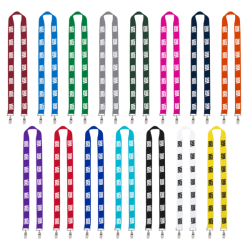 Import Rush 1" Polyester 2-Ended Lanyard with Dual Sewn Silver Metal Split-Ring