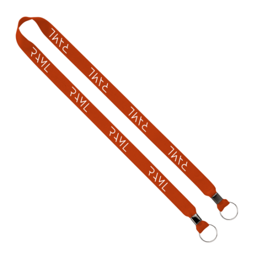 Import Rush 3/4" Polyester 2-Ended Lanyard with Dual Silver Metal Crimp & Split-Ring