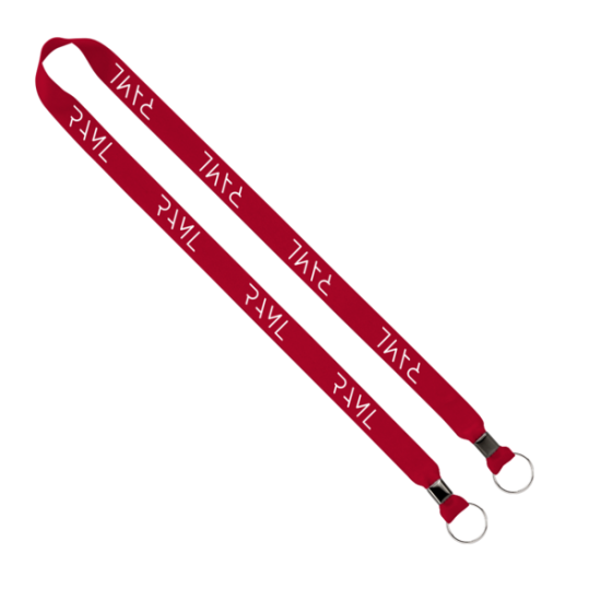 Import Rush 3/4" Polyester 2-Ended Lanyard with Dual Silver Metal Crimp & Split-Ring