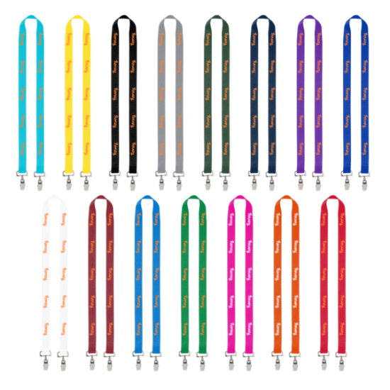 Import Rush 3/4" Polyester 2-Ended Lanyard with Dual Sewn Silver Metal Split-Ring