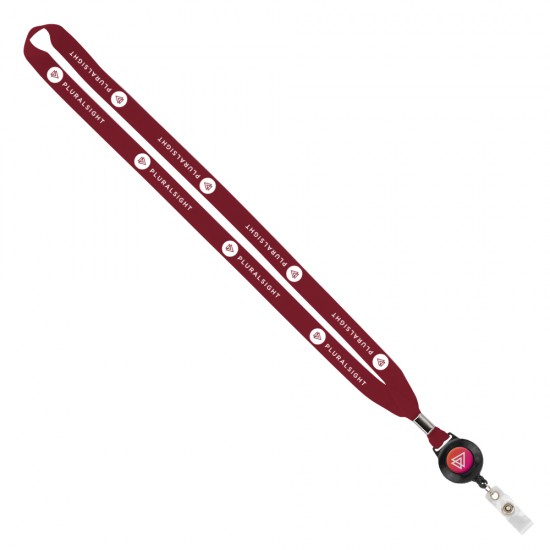 Import Rush 5/8" Polyester Lanyard with Silver Crimp & Badge Reel Import Rush 5/8" Polyester Lanyard with Silver Crimp & Badge Reel