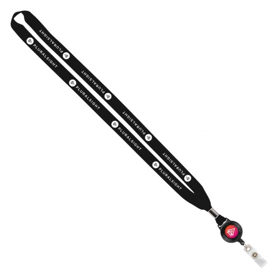 Import Rush 5/8" Polyester Lanyard with Silver Crimp & Badge Reel Import Rush 5/8" Polyester Lanyard with Silver Crimp & Badge Reel