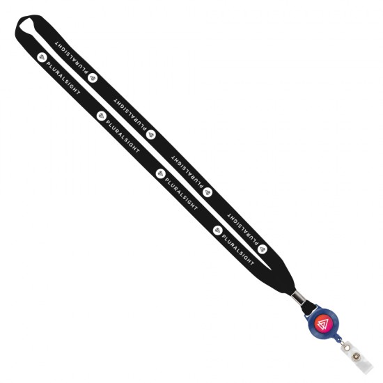 Import Rush 5/8" Polyester Lanyard with Silver Crimp & Badge Reel Import Rush 5/8" Polyester Lanyard with Silver Crimp & Badge Reel