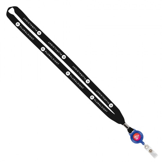 Import Rush 5/8" Polyester Lanyard with Silver Crimp & Badge Reel Import Rush 5/8" Polyester Lanyard with Silver Crimp & Badge Reel