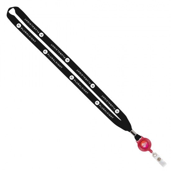 Import Rush 5/8" Polyester Lanyard with Silver Crimp & Badge Reel Import Rush 5/8" Polyester Lanyard with Silver Crimp & Badge Reel