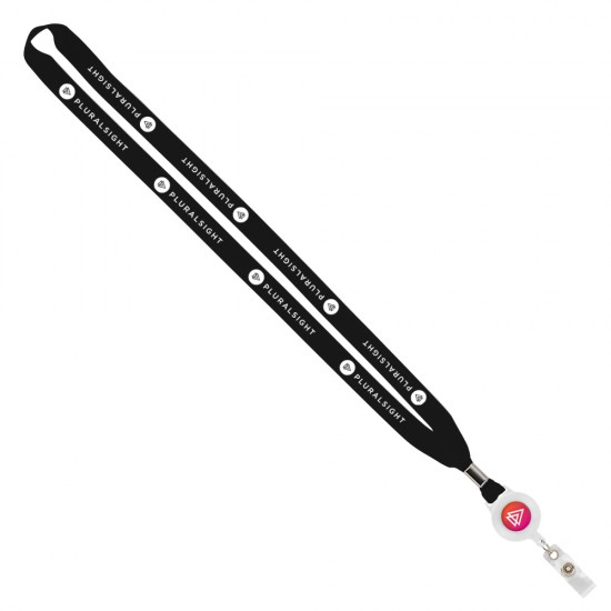 Import Rush 5/8" Polyester Lanyard with Silver Crimp & Badge Reel Import Rush 5/8" Polyester Lanyard with Silver Crimp & Badge Reel
