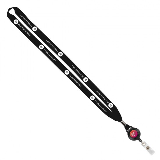 Import Rush 5/8" Polyester Lanyard with Silver Crimp & Badge Reel Import Rush 5/8" Polyester Lanyard with Silver Crimp & Badge Reel