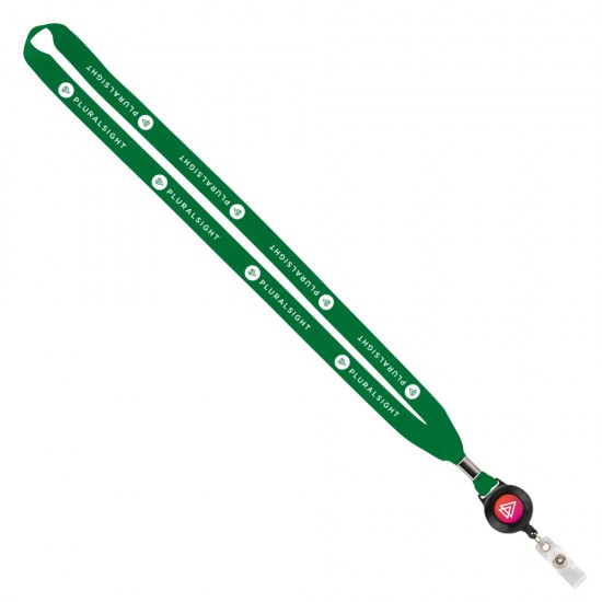Import Rush 5/8" Polyester Lanyard with Silver Crimp & Badge Reel Import Rush 5/8" Polyester Lanyard with Silver Crimp & Badge Reel