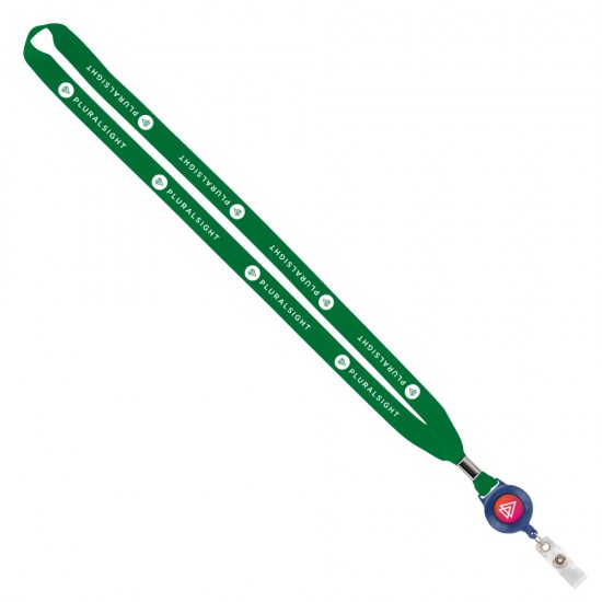 Import Rush 5/8" Polyester Lanyard with Silver Crimp & Badge Reel Import Rush 5/8" Polyester Lanyard with Silver Crimp & Badge Reel