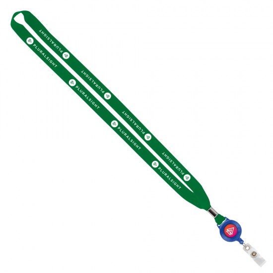 Import Rush 5/8" Polyester Lanyard with Silver Crimp & Badge Reel Import Rush 5/8" Polyester Lanyard with Silver Crimp & Badge Reel
