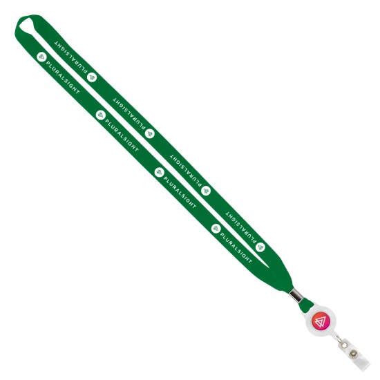Import Rush 5/8" Polyester Lanyard with Silver Crimp & Badge Reel Import Rush 5/8" Polyester Lanyard with Silver Crimp & Badge Reel