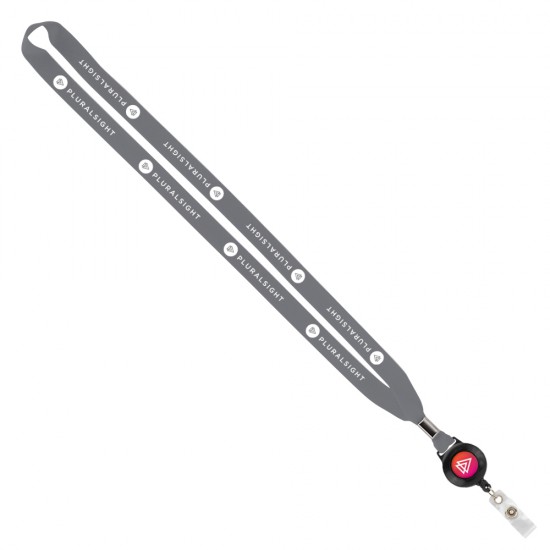 Import Rush 5/8" Polyester Lanyard with Silver Crimp & Badge Reel Import Rush 5/8" Polyester Lanyard with Silver Crimp & Badge Reel