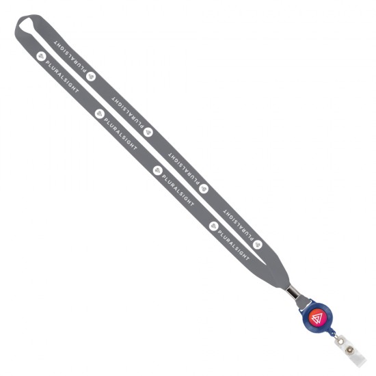 Import Rush 5/8" Polyester Lanyard with Silver Crimp & Badge Reel Import Rush 5/8" Polyester Lanyard with Silver Crimp & Badge Reel