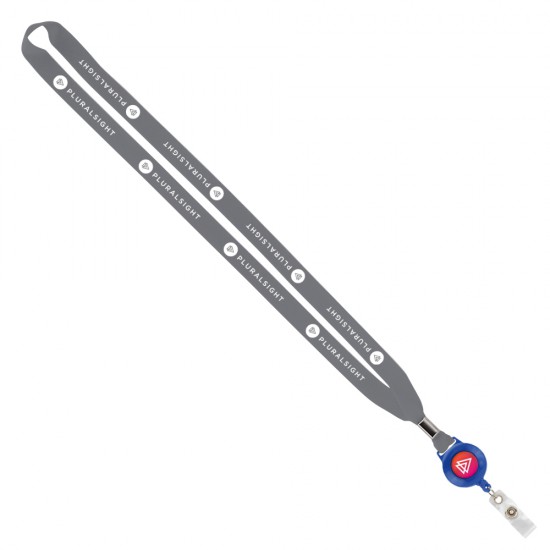 Import Rush 5/8" Polyester Lanyard with Silver Crimp & Badge Reel Import Rush 5/8" Polyester Lanyard with Silver Crimp & Badge Reel