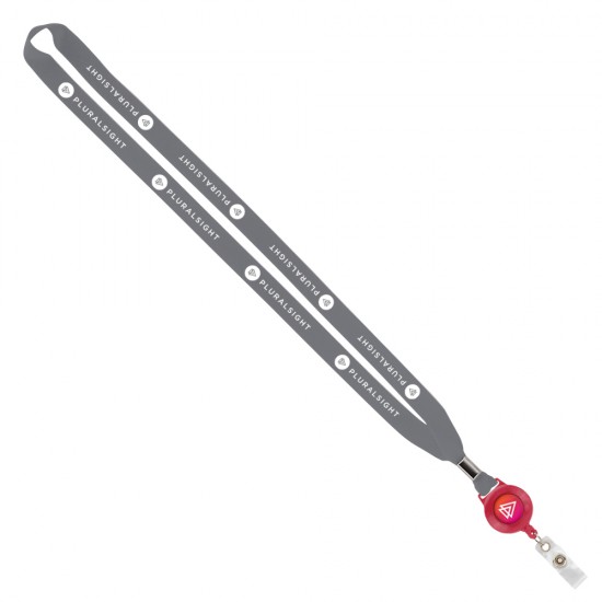 Import Rush 5/8" Polyester Lanyard with Silver Crimp & Badge Reel Import Rush 5/8" Polyester Lanyard with Silver Crimp & Badge Reel