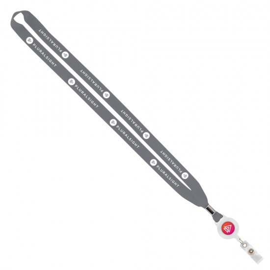 Import Rush 5/8" Polyester Lanyard with Silver Crimp & Badge Reel Import Rush 5/8" Polyester Lanyard with Silver Crimp & Badge Reel