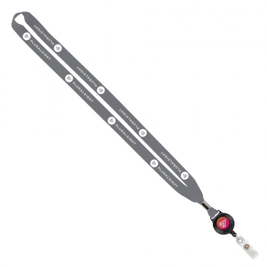 Import Rush 5/8" Polyester Lanyard with Silver Crimp & Badge Reel Import Rush 5/8" Polyester Lanyard with Silver Crimp & Badge Reel