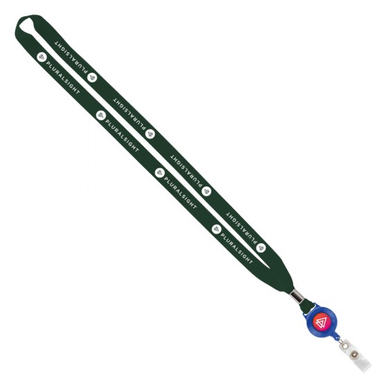 Import Rush 5/8" Polyester Lanyard with Silver Crimp & Badge Reel Import Rush 5/8" Polyester Lanyard with Silver Crimp & Badge Reel
